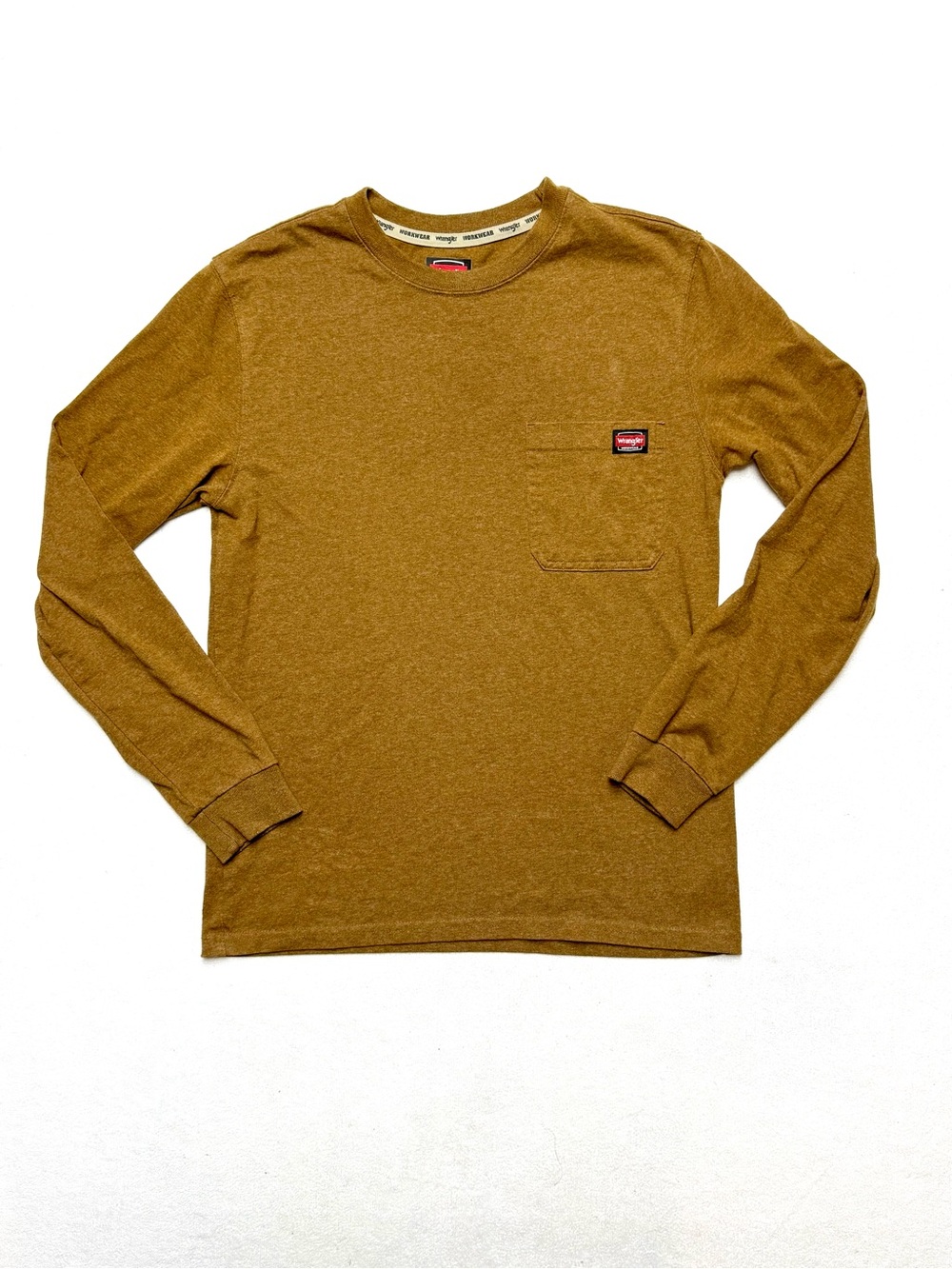Wrangler Men's Long Sleeve Pocket Tee - Mustard Brown